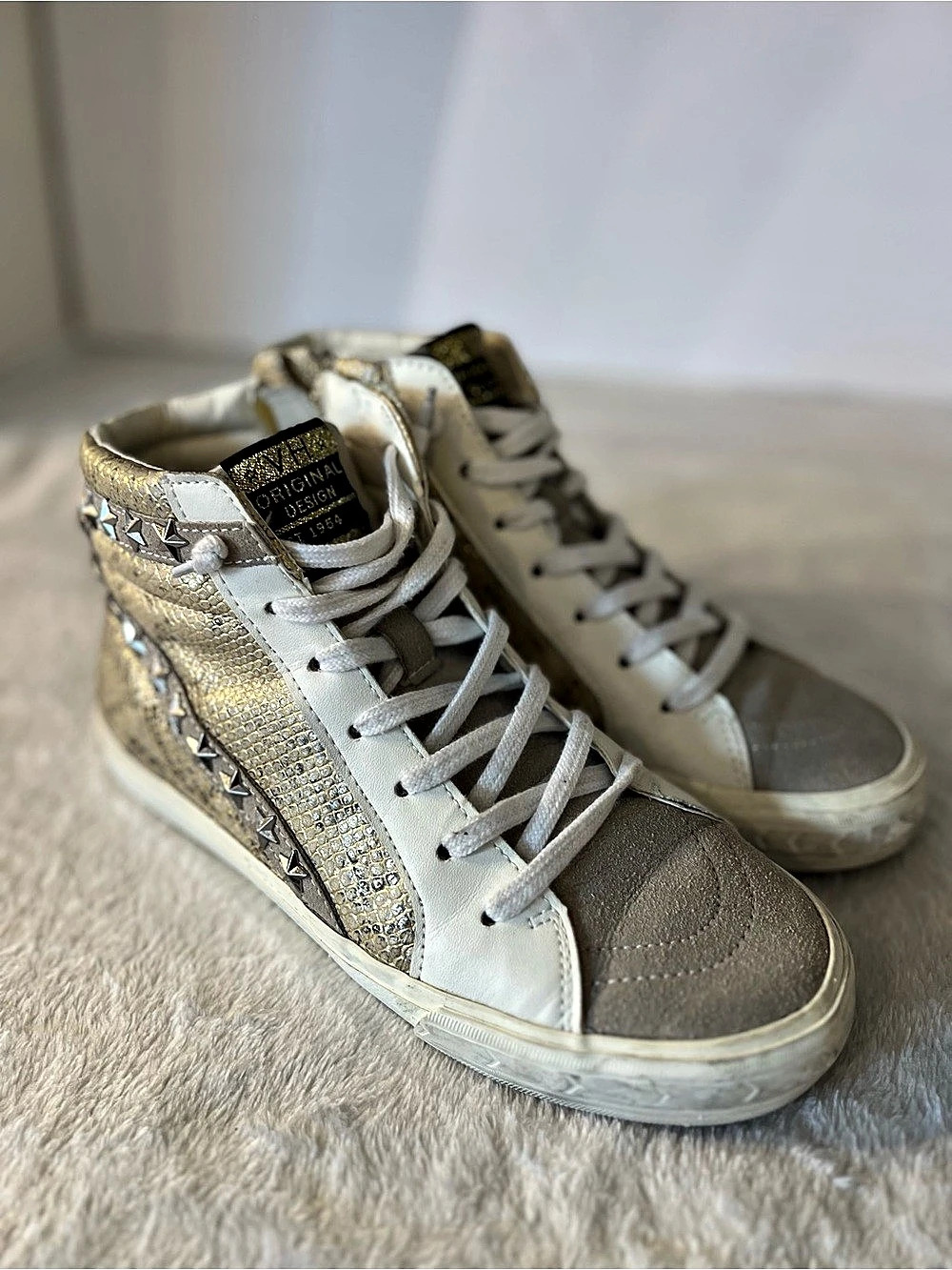 Vintage Havana Ash Gold Snake high-top sneakers